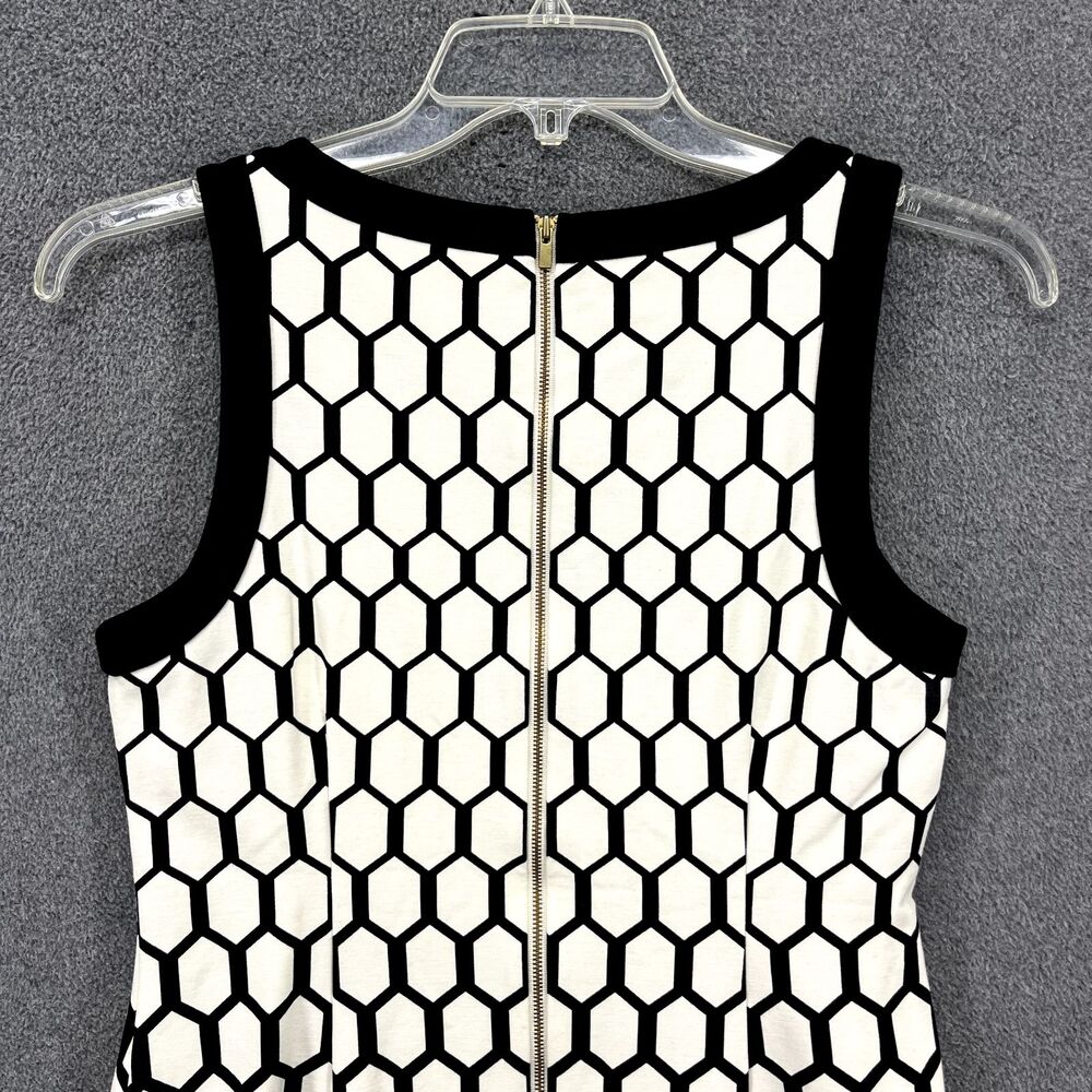 BANANA REPUBLIC Dress Womens 8 White Black Geometric Pencil Bodycon Sleeveless - Picture 12 of 16